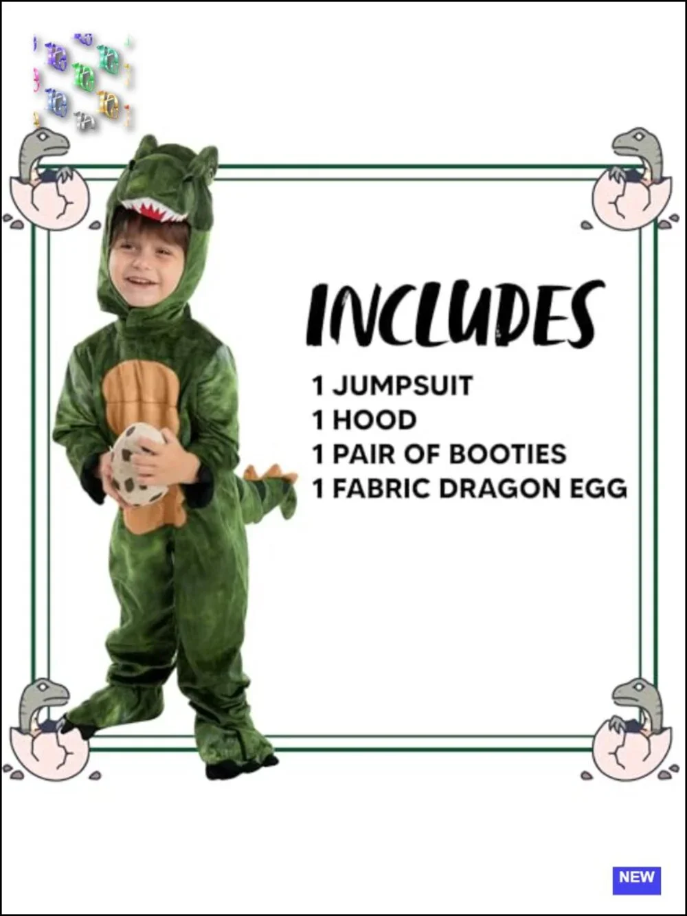 Realistic T-Rex Costume Jumpsuit with Hood and Egg for Kids Halloween
